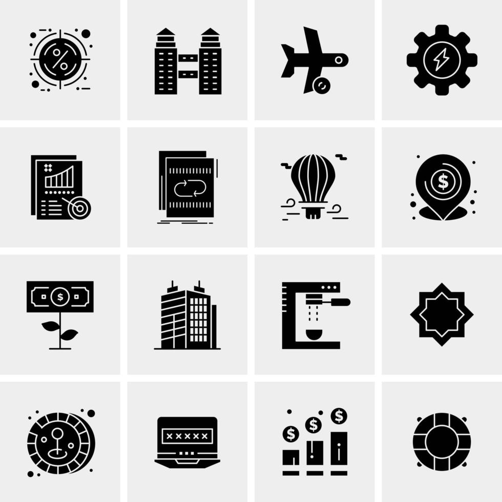 16 iconos de negocios universales vector ilustración de icono creativo para usar en proyectos relacionados con la web y dispositivos móviles