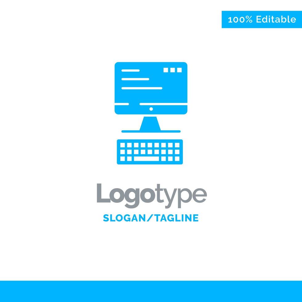 Computer Keyboard Monitor Computing Blue Business Logo Template vector
