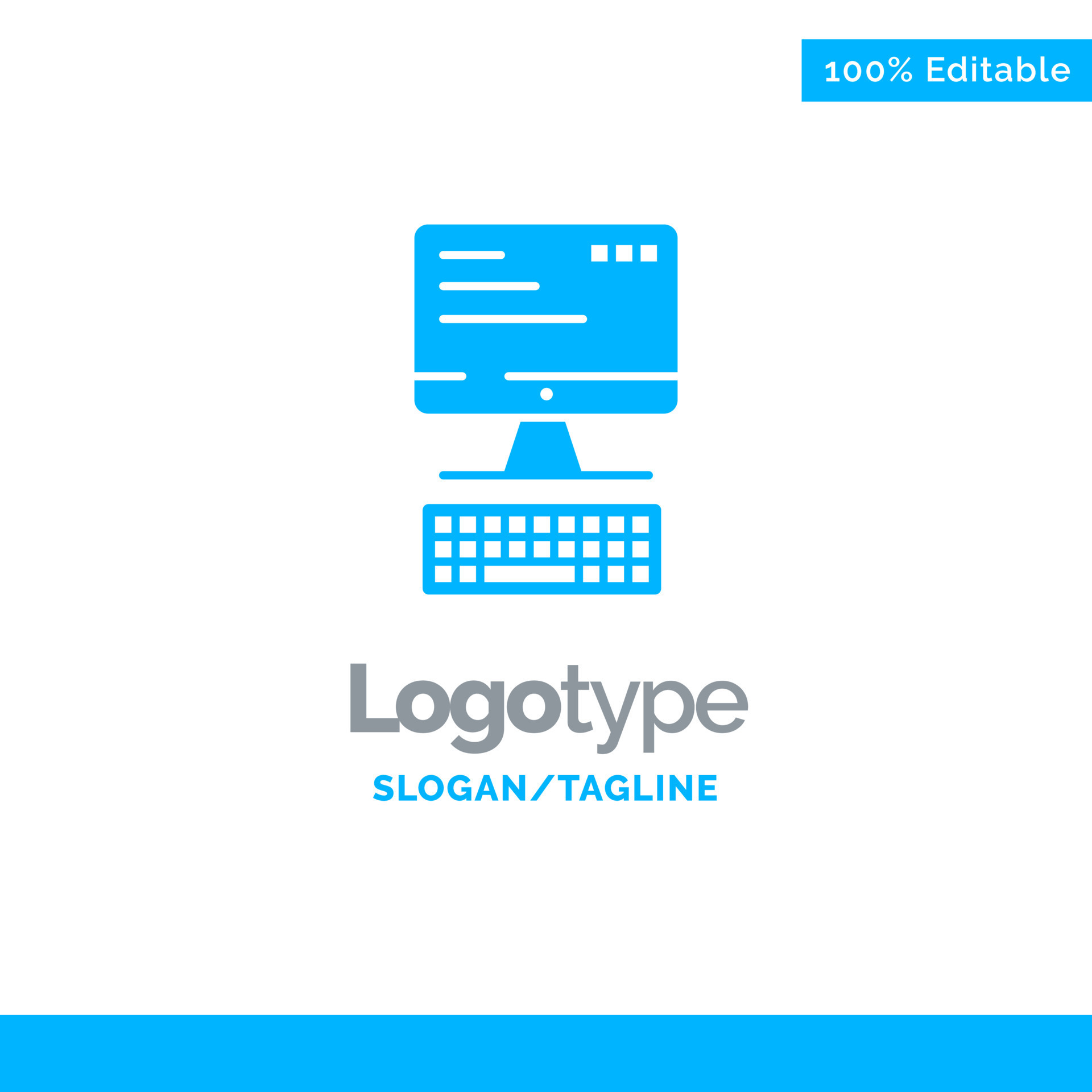 Computer keyboard monitor computing blue business logo template