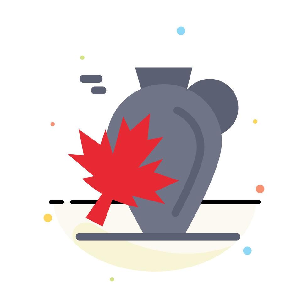 Pot Autumn Canada Leaf Maple Abstract Flat Color Icon Template vector