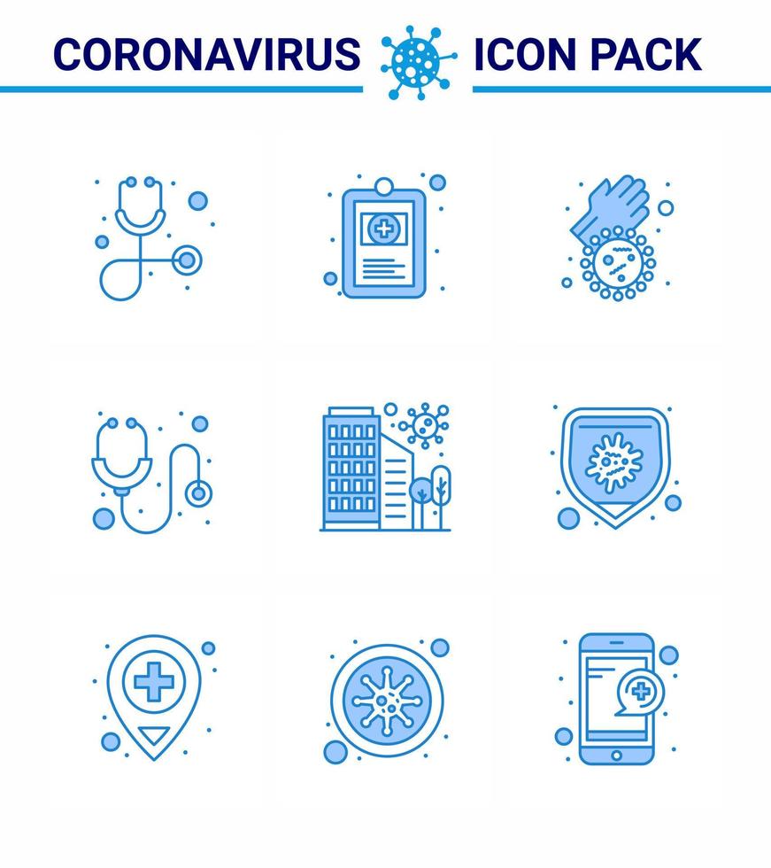 Coronavirus awareness icons 9 Blue icon Corona Virus Flu Related such as disease building dirty hands stethoscope hospital viral coronavirus 2019nov disease Vector Design Elements