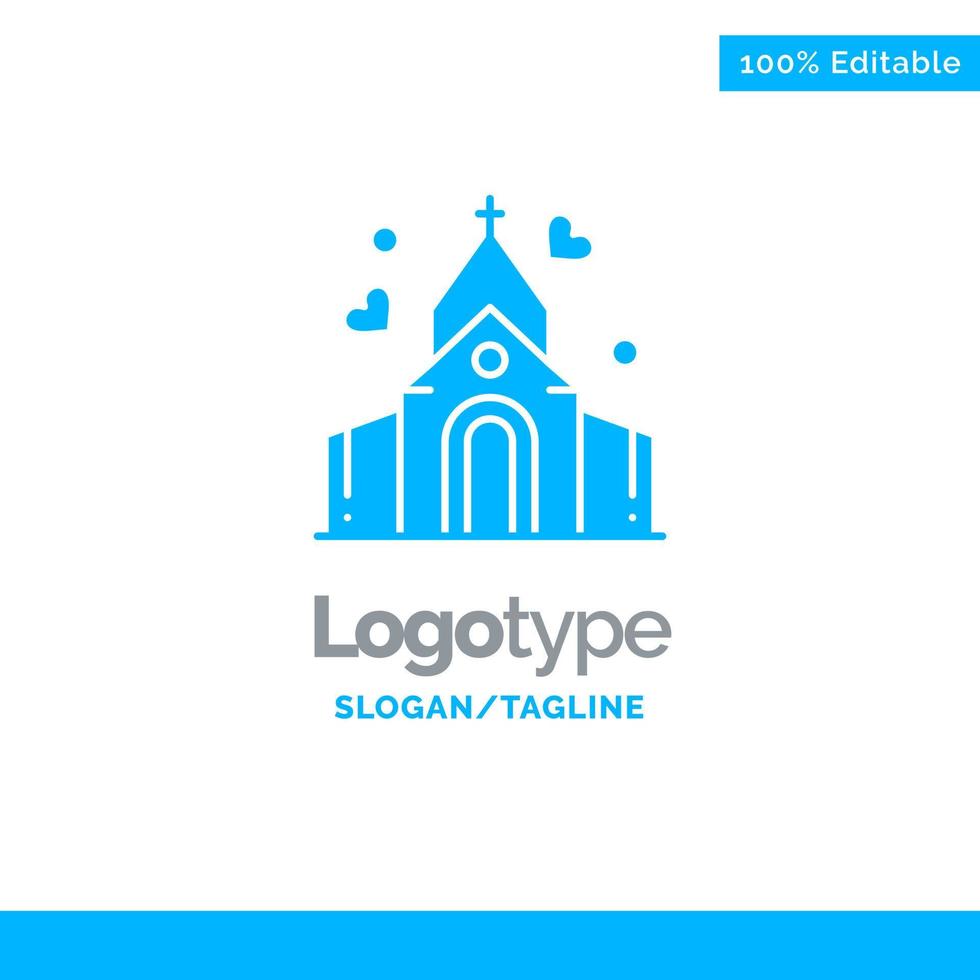 arco amor boda casa azul sólido logotipo plantilla lugar para eslogan vector