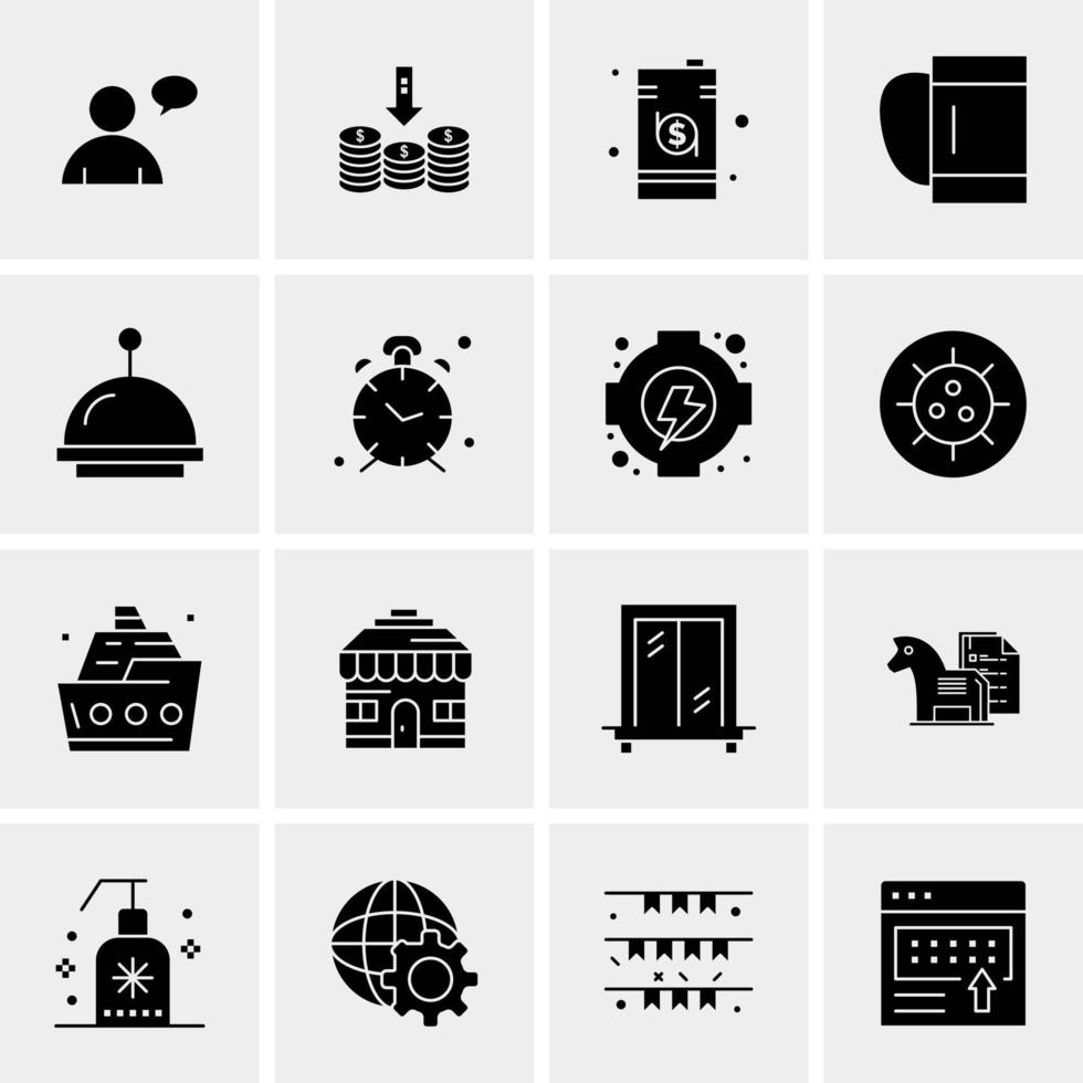 16 iconos de negocios universales vector ilustración de icono creativo para usar en proyectos relacionados con la web y dispositivos móviles