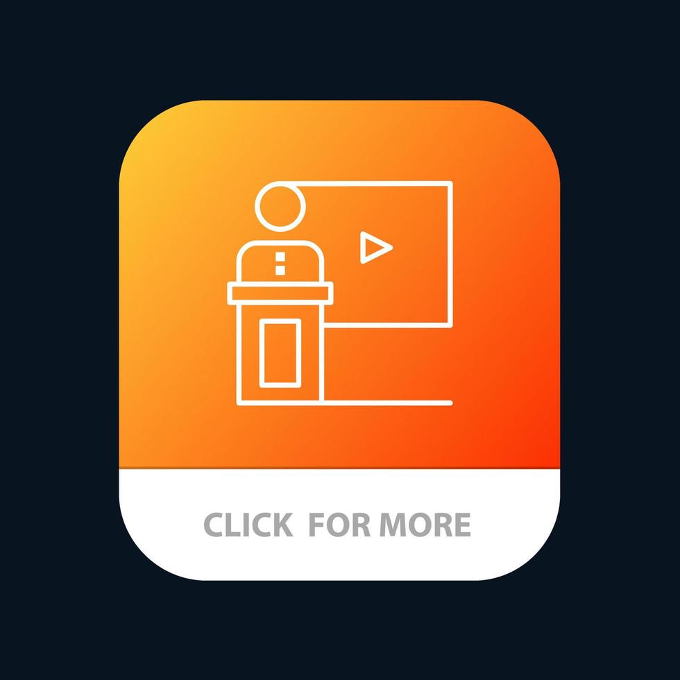 conferencia evento de negocios sala de presentación orador discurso aplicación móvil botón versión de línea android e ios vector