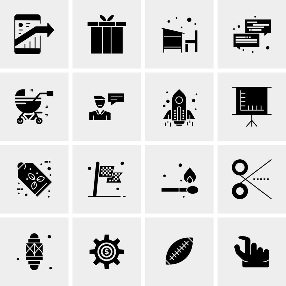 16 iconos de negocios universales vector ilustración de icono creativo para usar en proyectos relacionados con la web y dispositivos móviles