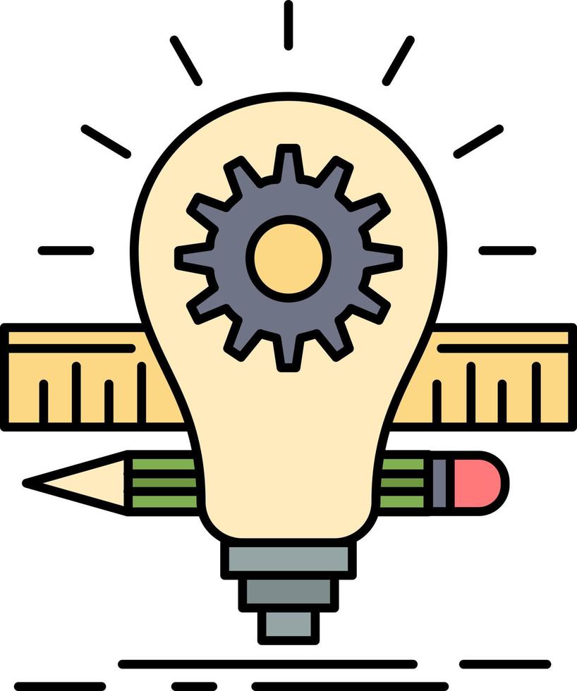 Development idea bulb pencil scale Flat Color Icon Vector