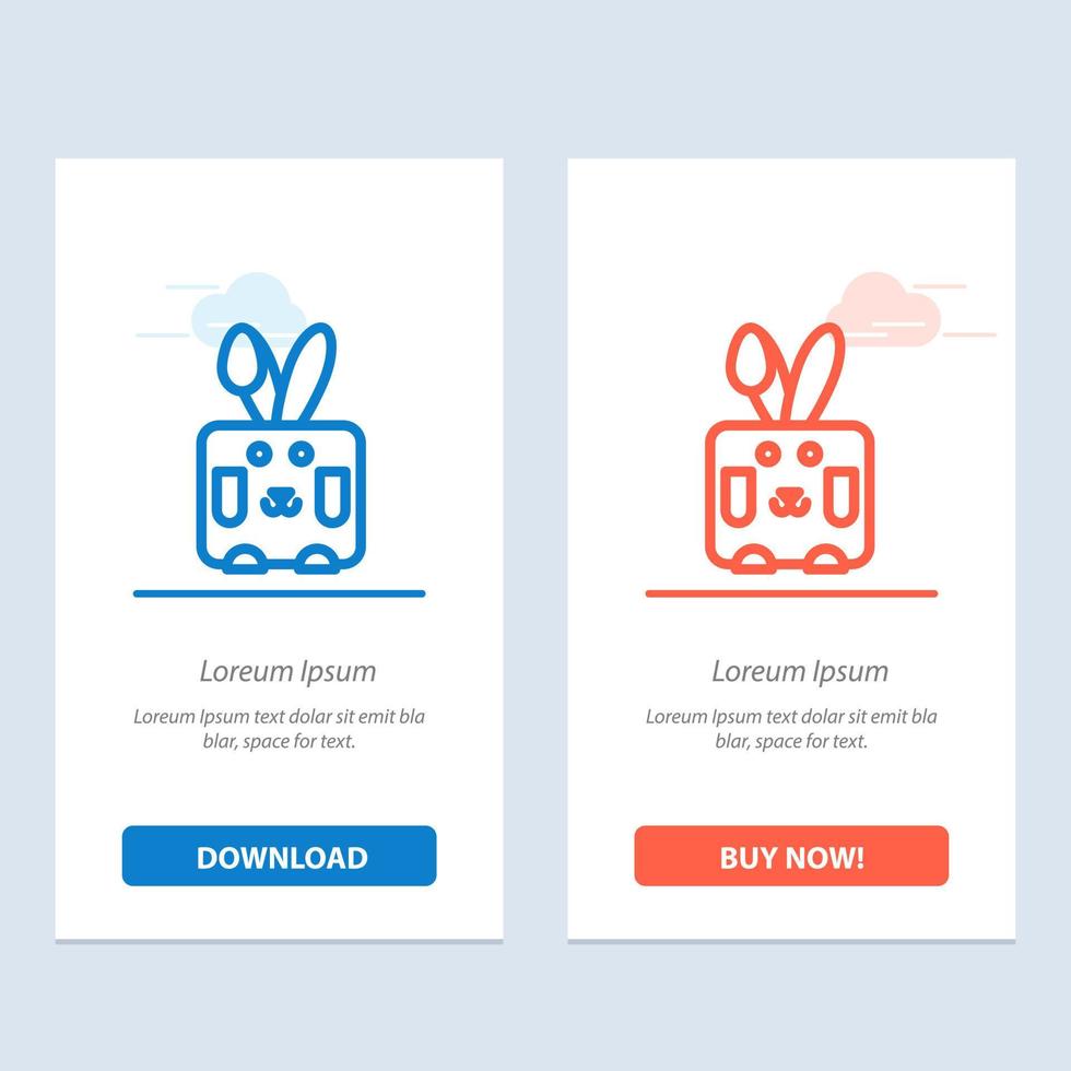 conejito conejo de pascua vacaciones azul y rojo descargar y comprar ahora plantilla de tarjeta de widget web vector