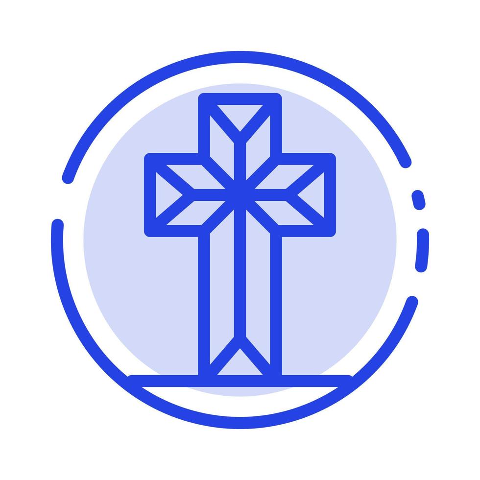 Celebration Christian Cross Easter Blue Dotted Line Line Icon vector