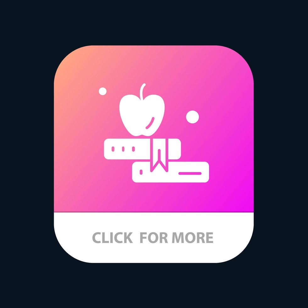 botón de la aplicación móvil apple book education versión de glifo de android e ios vector