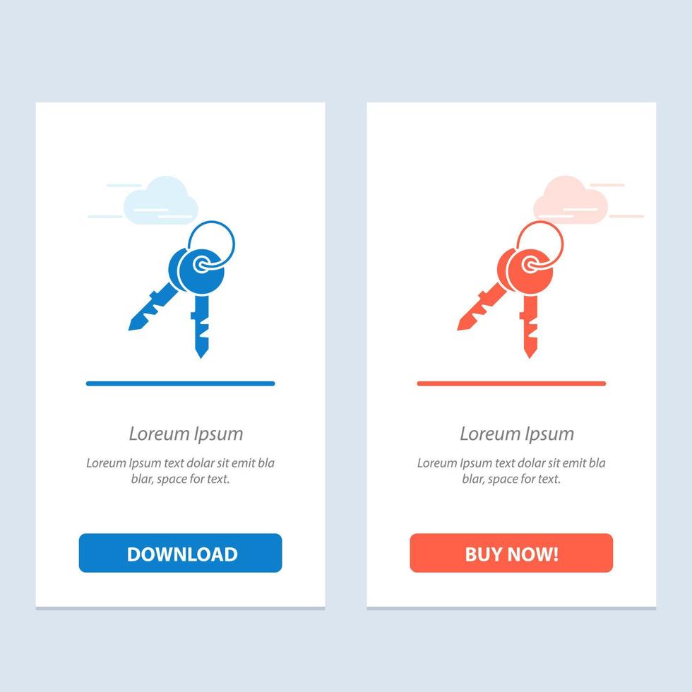 Keys Door House Home  Blue and Red Download and Buy Now web Widget Card Template vector
