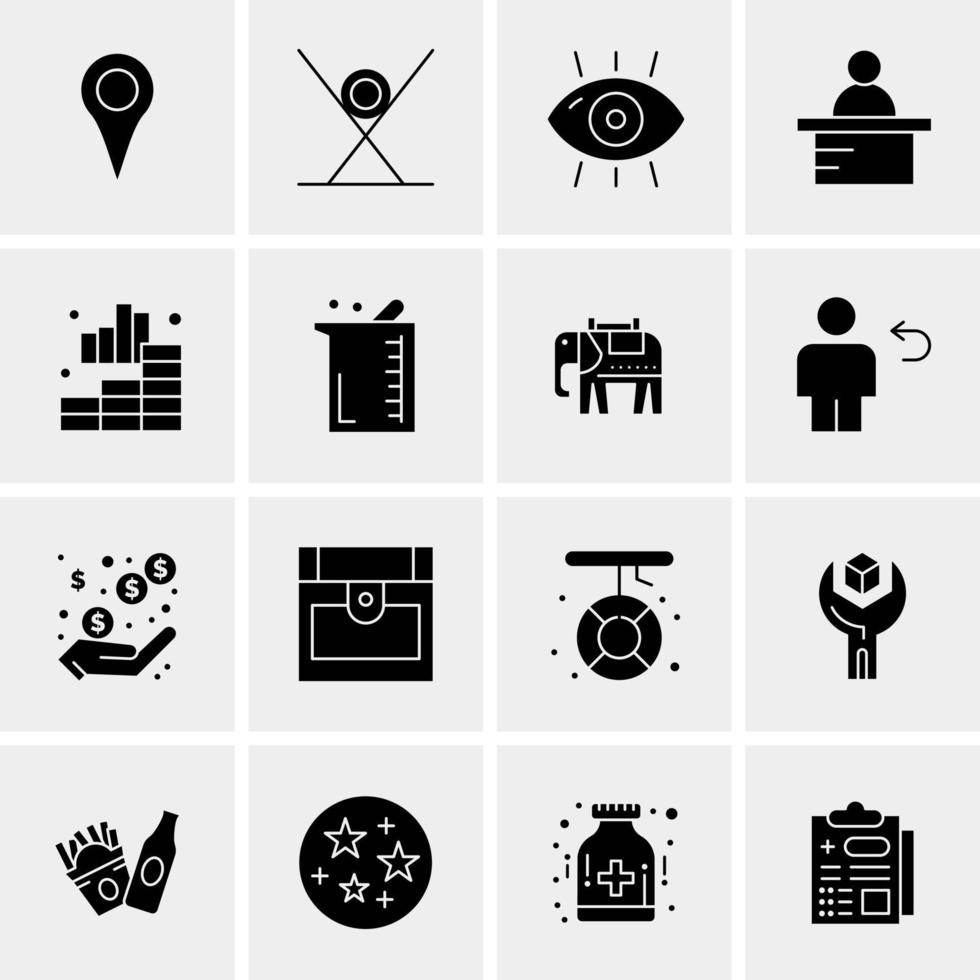 16 iconos de negocios universales vector ilustración de icono creativo para usar en proyectos relacionados con la web y dispositivos móviles