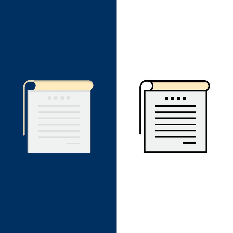 Student Notes Books Student Notes  Icons Flat and Line Filled Icon Set Vector Blue Background