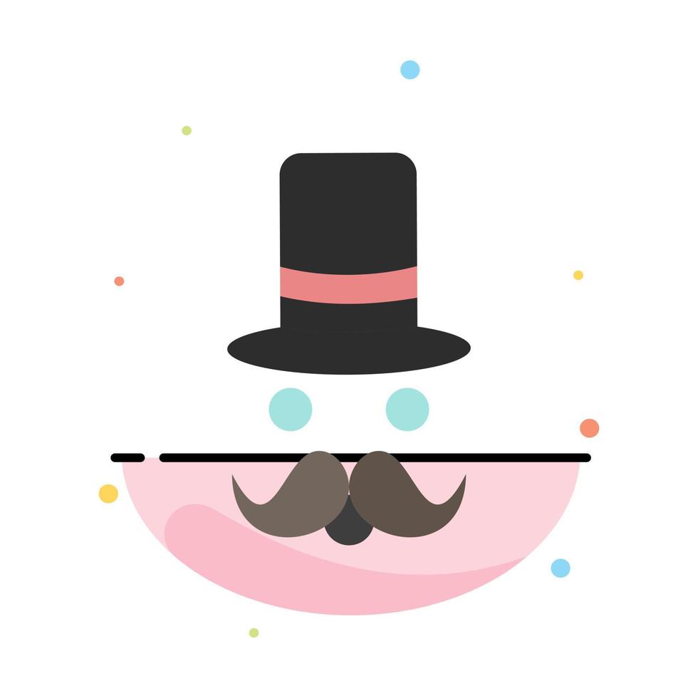 moustache Hipster movember santa Clause Hat Flat Color Icon Vector