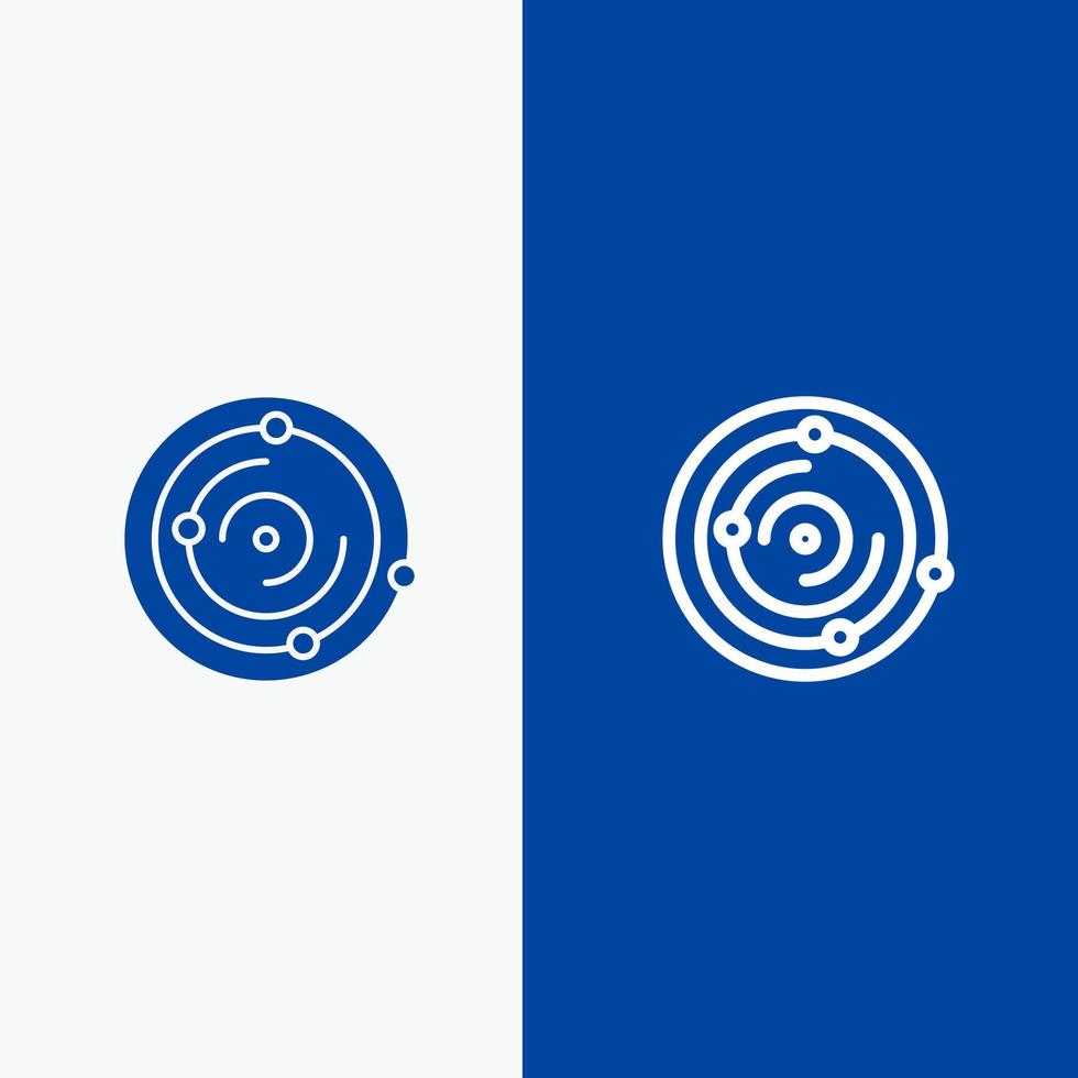 línea de salud médica del universo espacial y glifo icono sólido bandera azul línea y glifo icono sólido bandera azul vector
