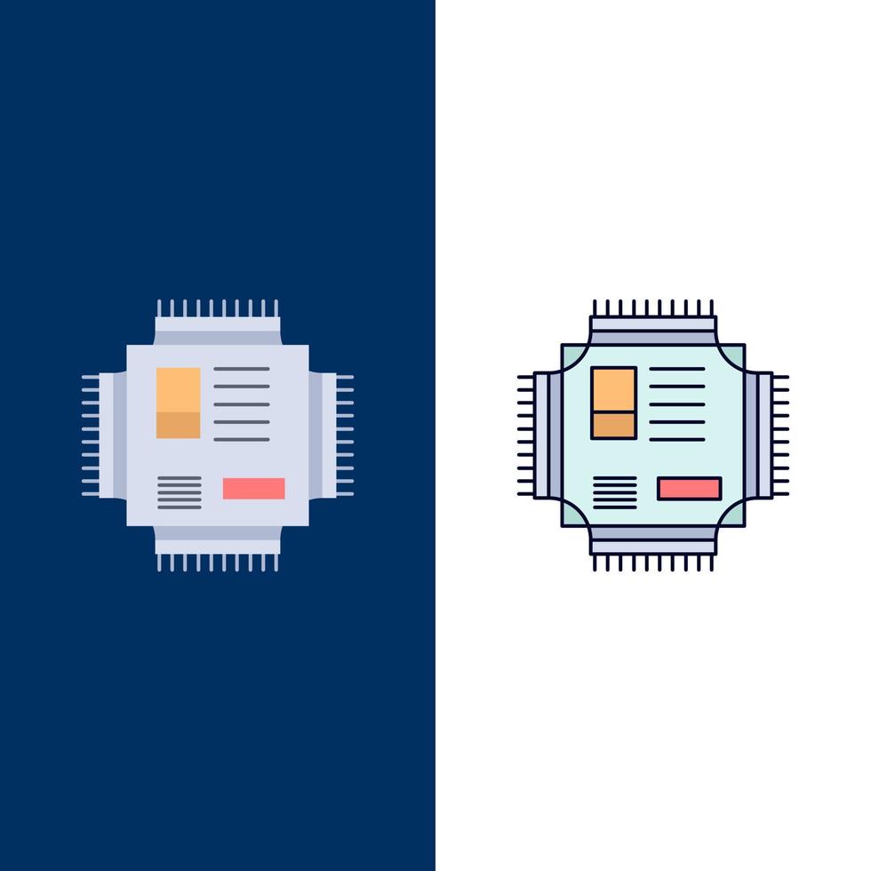 chip cpu microchip procesador tecnología color plano icono vector