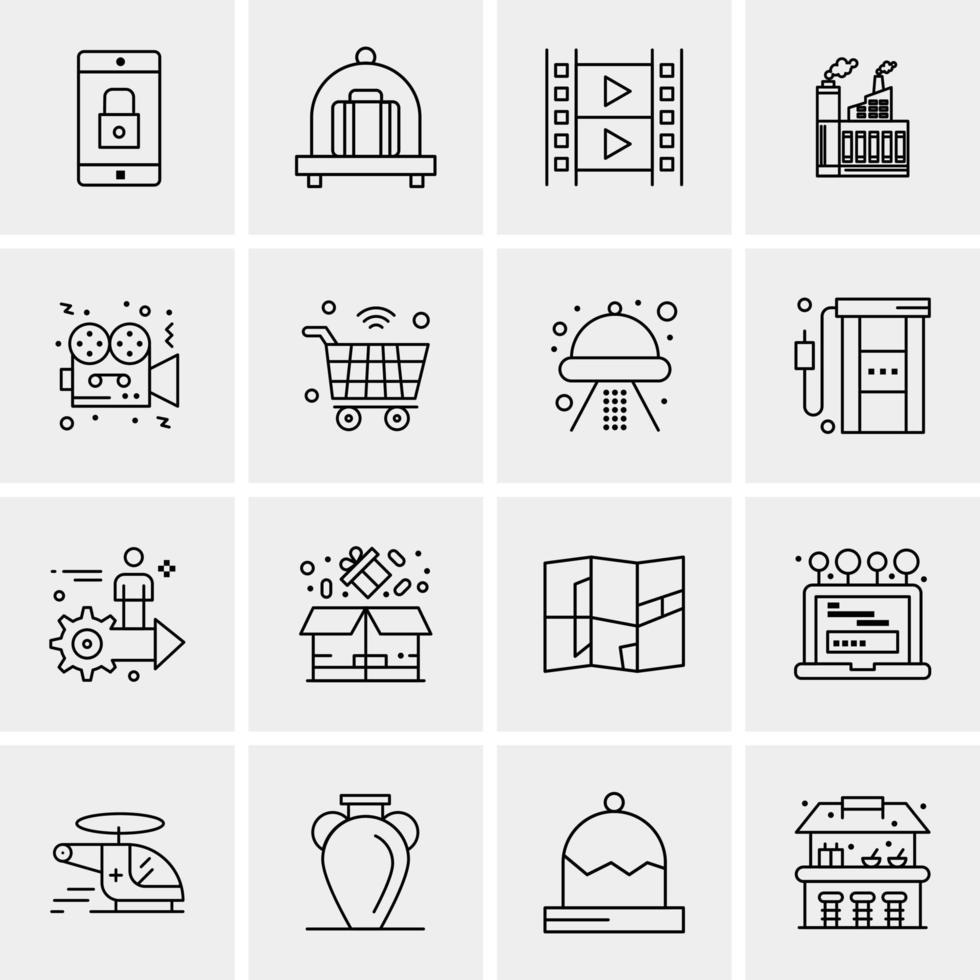 16 iconos de negocios universales vector ilustración de icono creativo para usar en proyectos relacionados con la web y dispositivos móviles