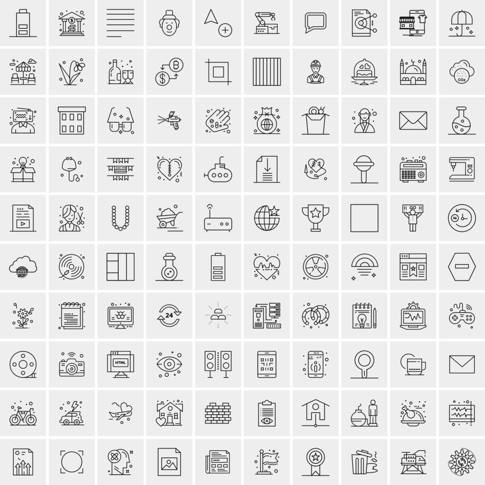 Pack of 100 Universal Line Icons for Mobile and Web vector