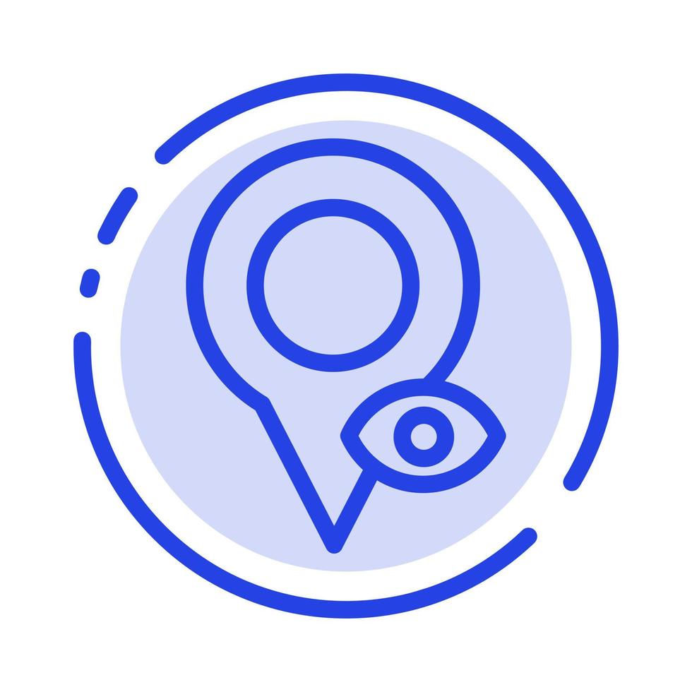 Eye Location Map Pointer Blue Dotted Line Line Icon vector