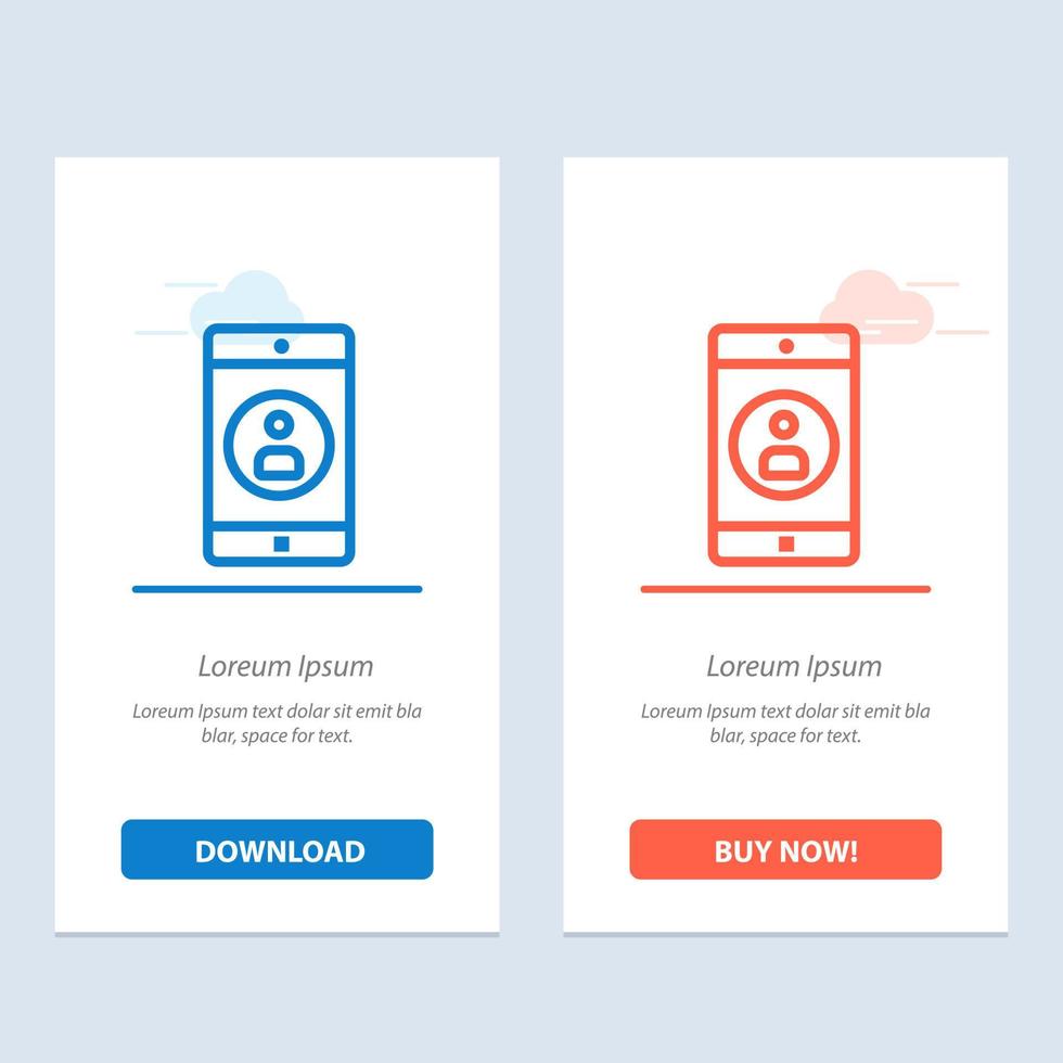 Application Mobile Mobile Application Profile  Blue and Red Download and Buy Now web Widget Card Template vector
