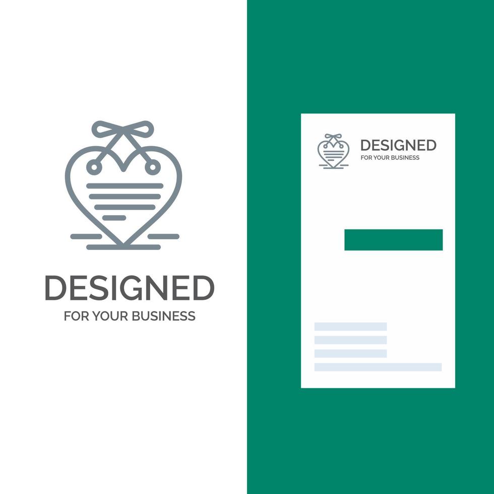 Heart Hanging Heart Calendar Love Letter Grey Logo Design and Business Card Template vector