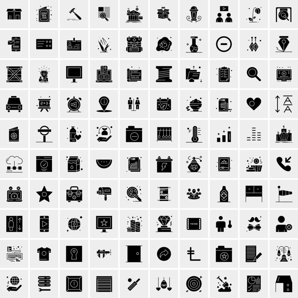 Set of 100 Universal Solid Icons vector