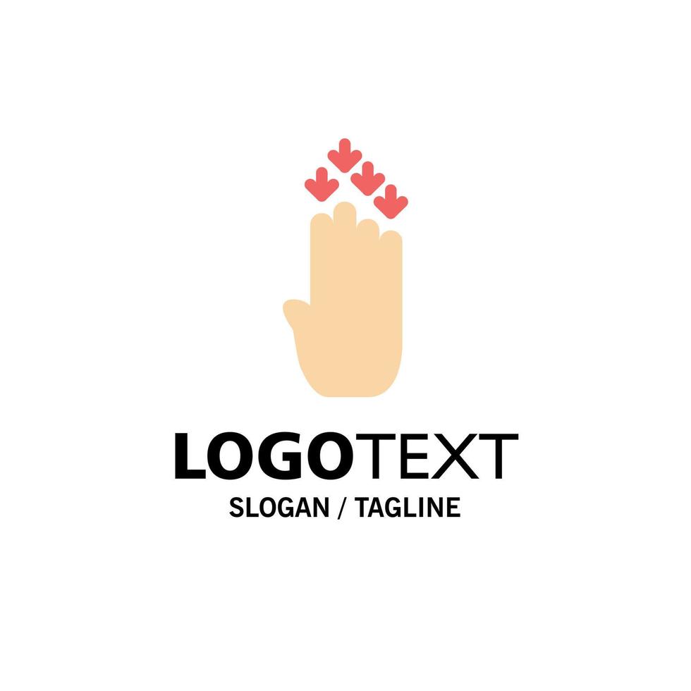 Finger Four Gesture Down Business Logo Template Flat Color vector