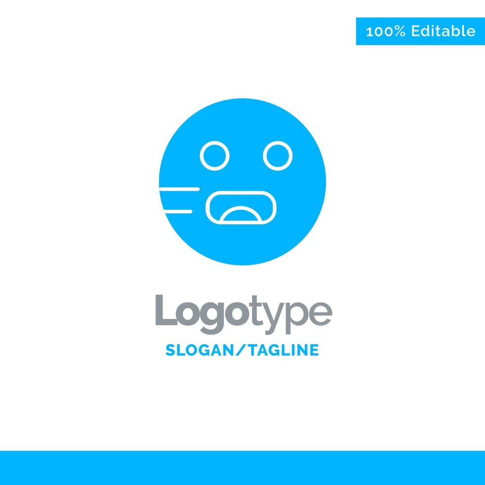 emojis emoticon hambriento escuela azul sólido logotipo plantilla lugar para eslogan vector