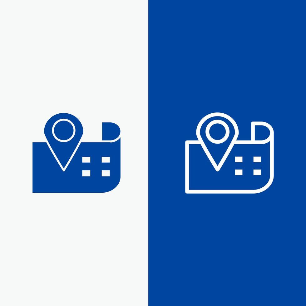Map Navigation Location Line and Glyph Solid icon Blue banner Line and Glyph Solid icon Blue banner vector