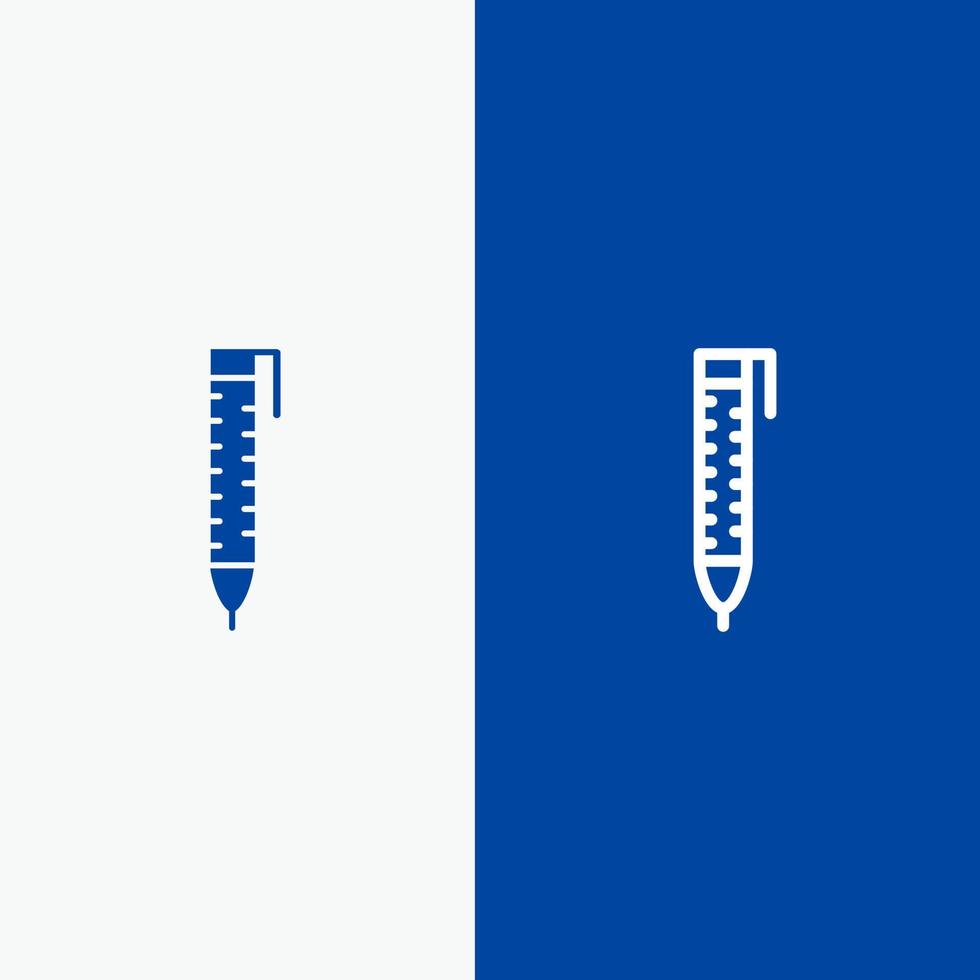 pluma lápiz línea de diseño y glifo icono sólido bandera azul línea y glifo icono sólido bandera azul vector