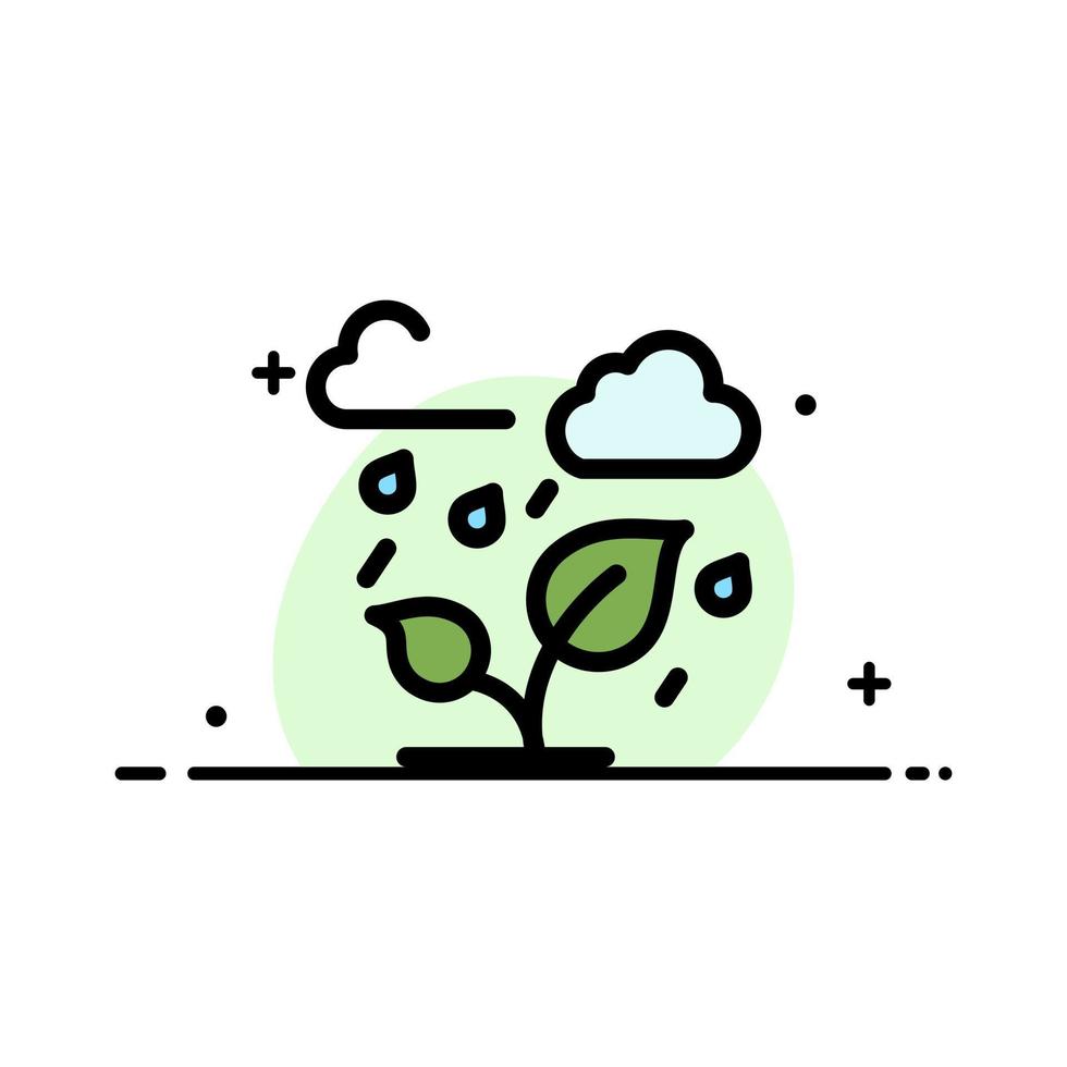 Green Trees Cloud Leaf  Business Flat Line Filled Icon Vector Banner Template