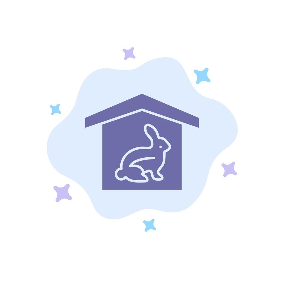 House Rabbit Easter Nature Blue Icon on Abstract Cloud Background vector