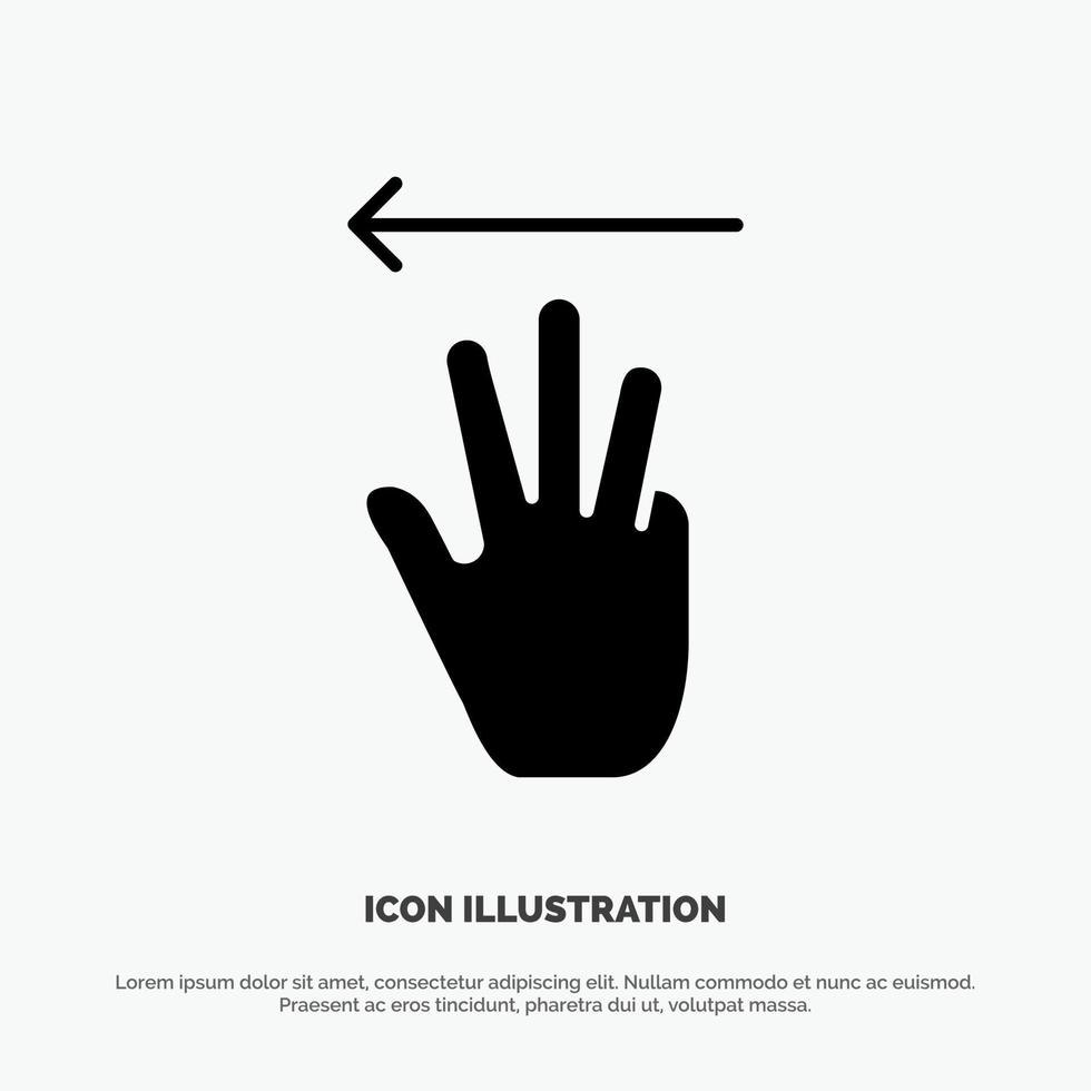 mano mano cursor arriba izquierda sólido glifo icono vector