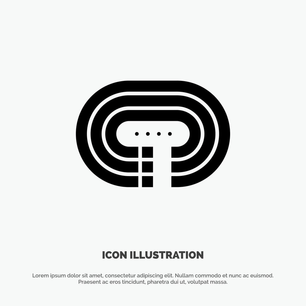 Running Stadium Surface Track solid Glyph Icon vector