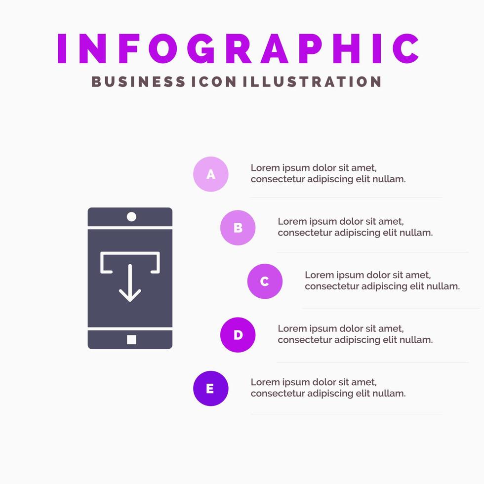 Application Data Download Mobile Mobile Application Solid Icon Infographics 5 Steps Presentation Background vector