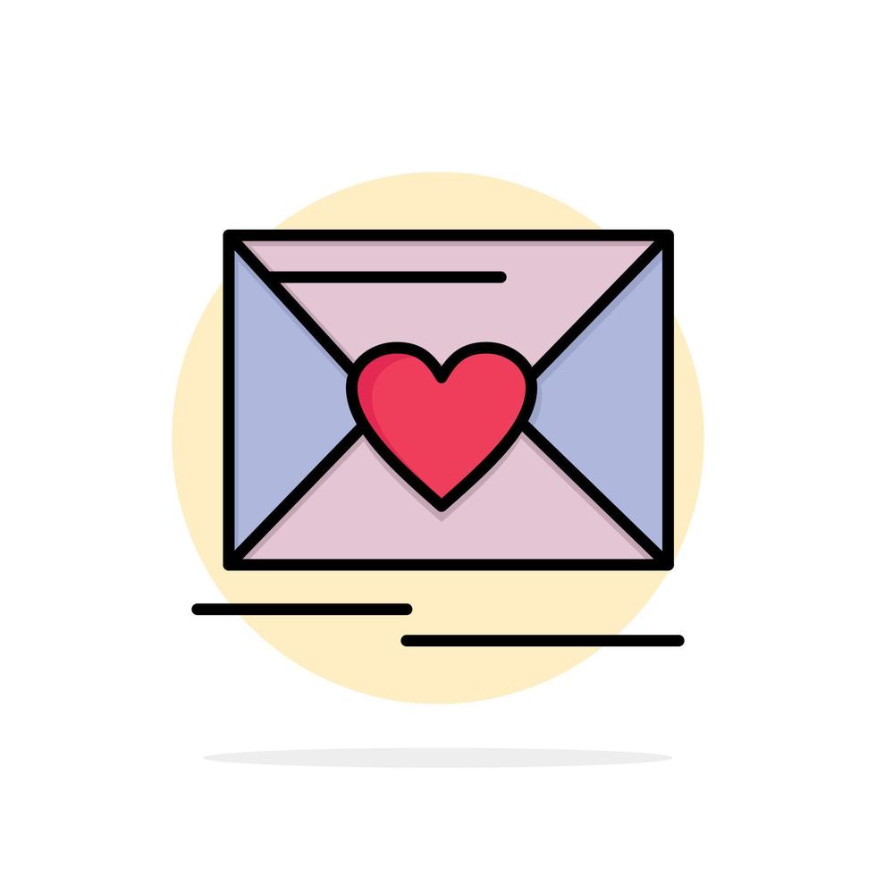 correo amor corazón boda círculo abstracto fondo color plano icono vector