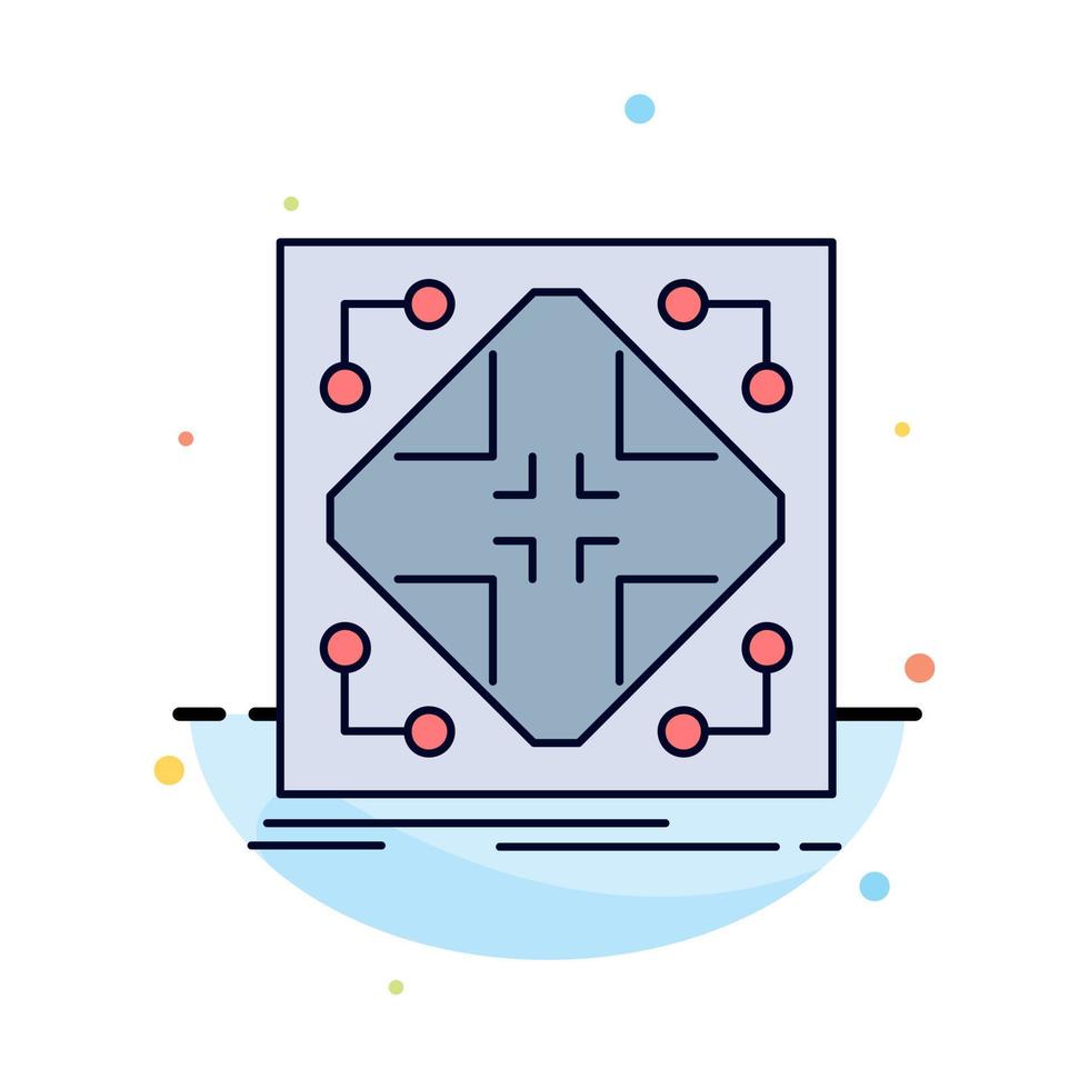 Data infrastructure network matrix grid Flat Color Icon Vector