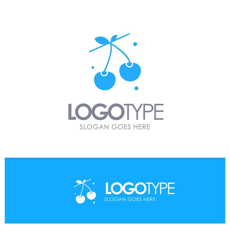 baya cereza comida primavera azul sólido logotipo con lugar para eslogan vector