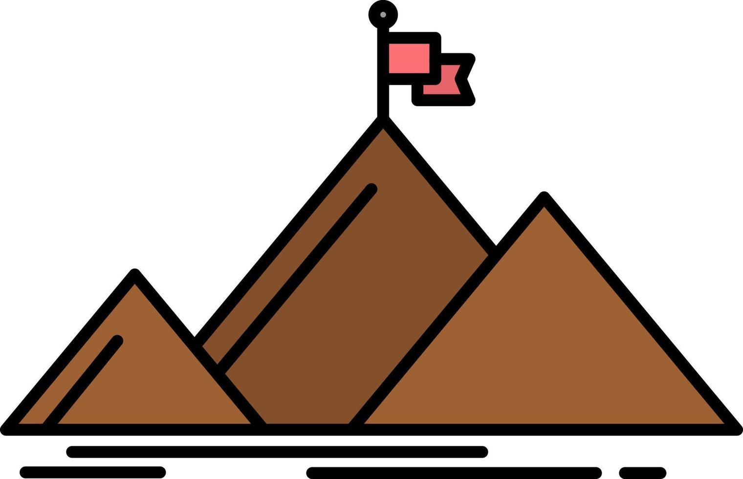 plantilla de banner de icono de vector de icono de color plano de bandera de pico de montaña de éxito
