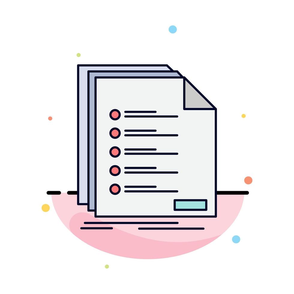 Check filing list listing registration Flat Color Icon Vector