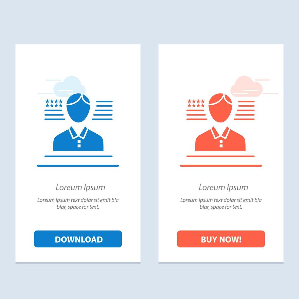 Man American Flag  Blue and Red Download and Buy Now web Widget Card Template vector