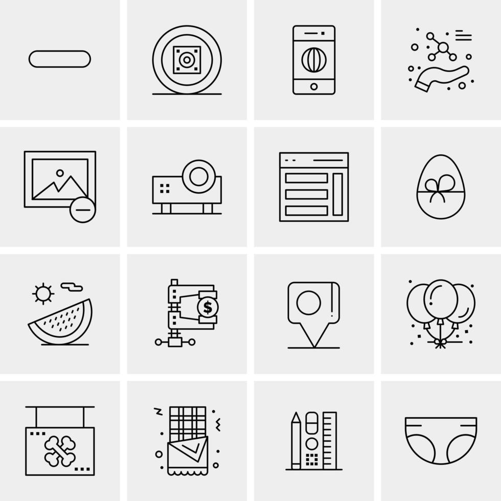 16 iconos de negocios universales vector ilustración de icono creativo para usar en proyectos relacionados con la web y dispositivos móviles