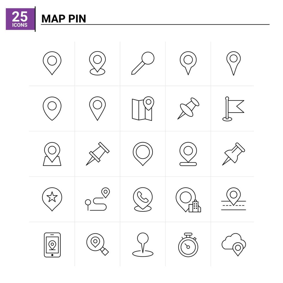 25 pin de mapa conjunto de iconos de fondo vectorial vector