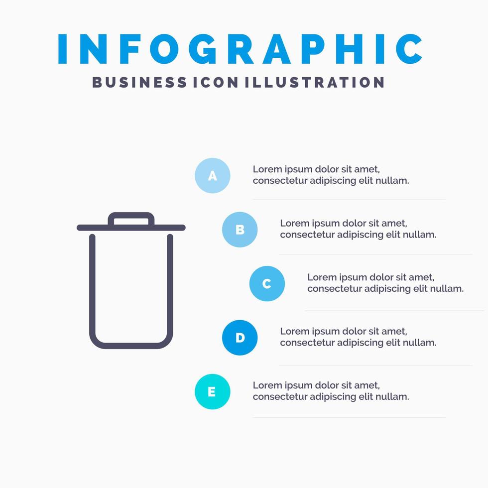 Instagram Sets Trash Line icon with 5 steps presentation infographics Background vector