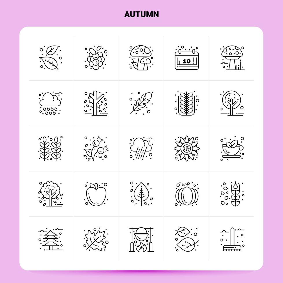 contorno 25 conjunto de iconos de otoño diseño de estilo de línea vectorial conjunto de iconos negros paquete de pictogramas lineales ideas de negocios web y móviles diseño ilustración vectorial vector