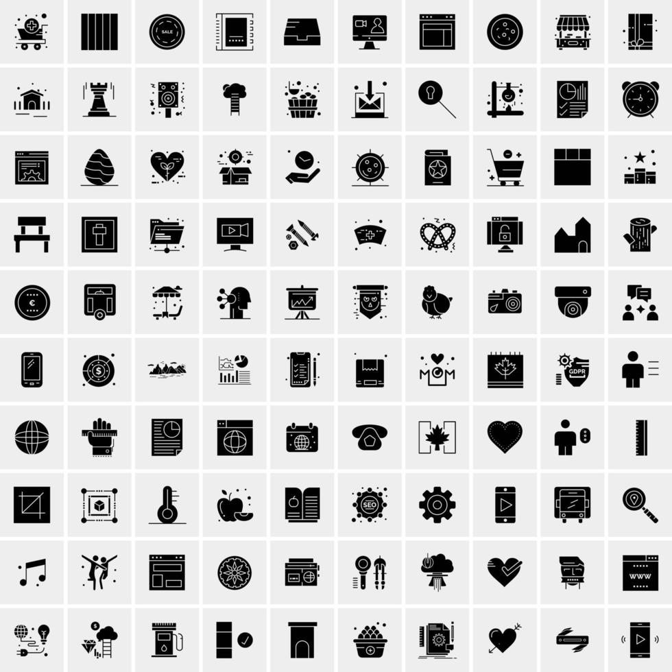 Set of 100 Universal Solid Icons vector
