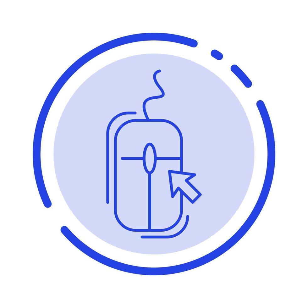 Mouse Click Internet Online Shopping Blue Dotted Line Line Icon vector
