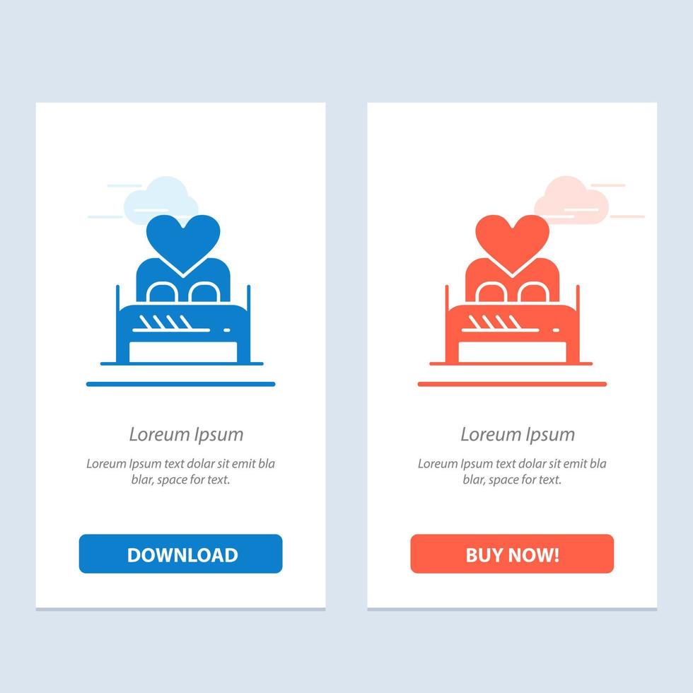 Bed Love Lover Couple Valentine Night Room  Blue and Red Download and Buy Now web Widget Card Template vector