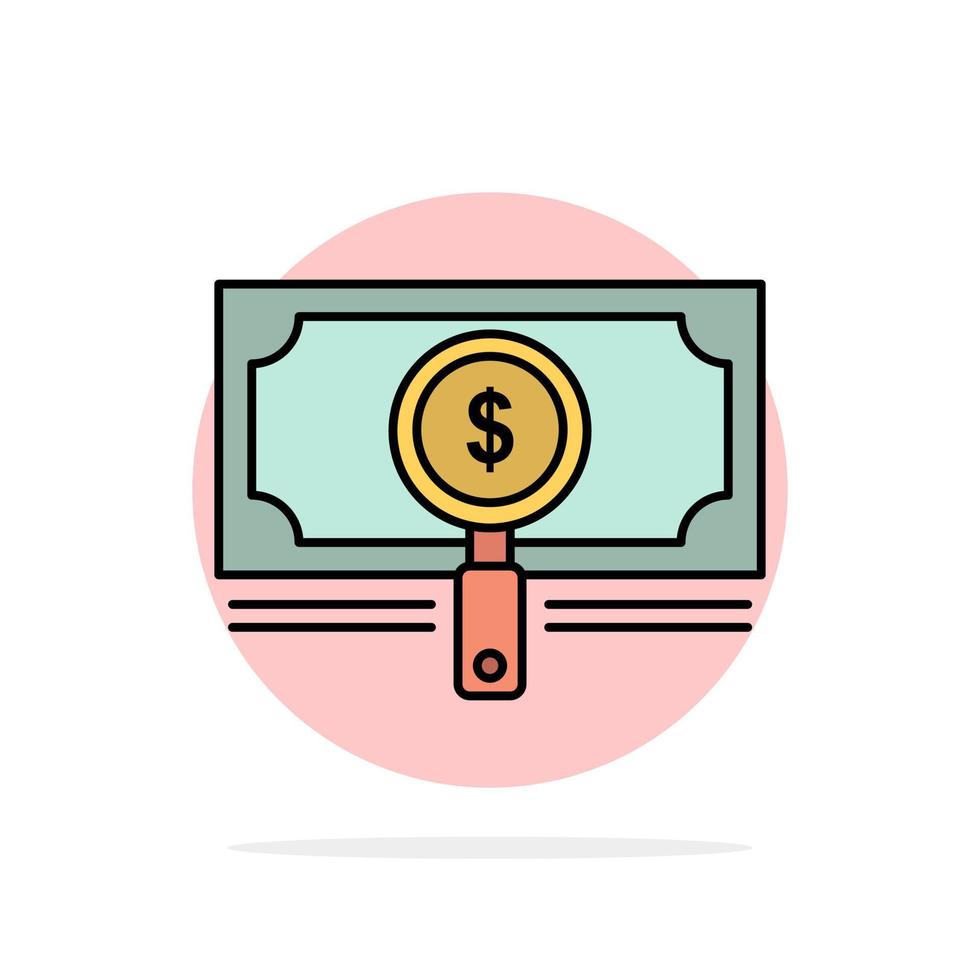 dinero fondo búsqueda préstamo dólar círculo abstracto fondo color plano icono vector