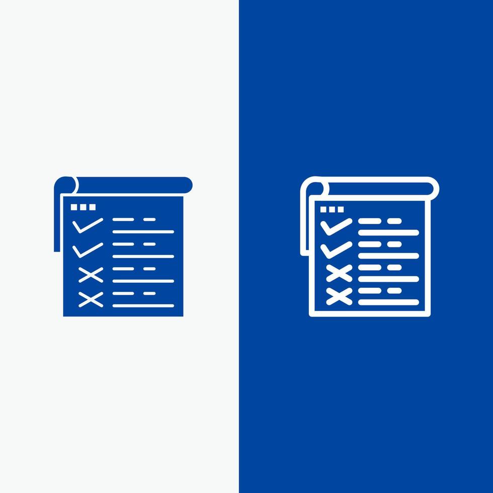 Checklist Testing Report Qa Line and Glyph Solid icon Blue banner vector