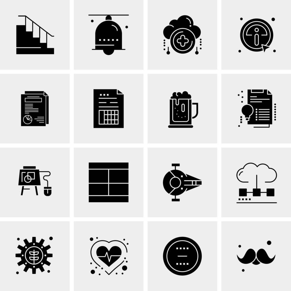 16 iconos de negocios universales vector ilustración de icono creativo para usar en proyectos relacionados con la web y dispositivos móviles